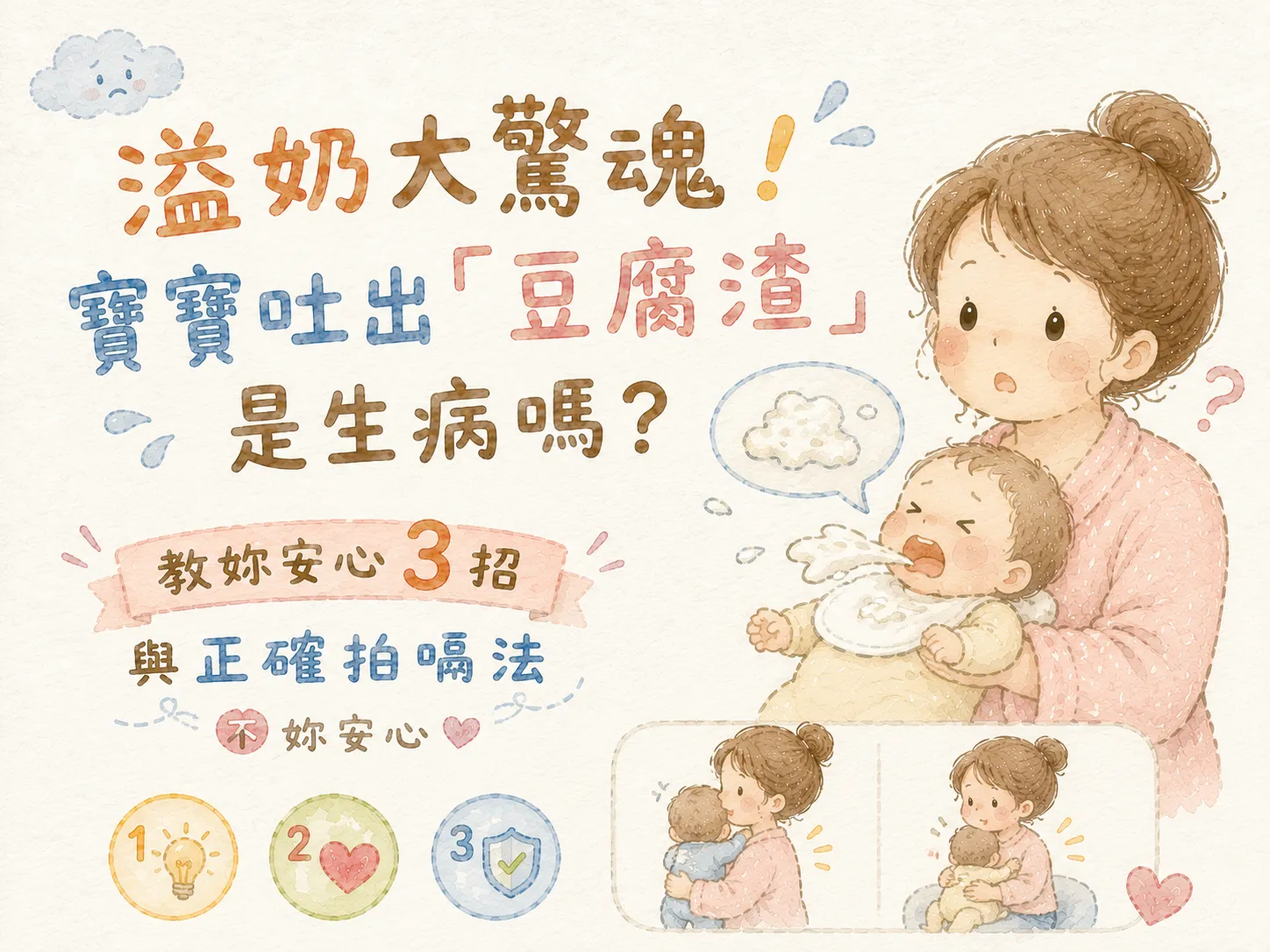 溢奶大驚魂!寶寶吐出「豆腐渣」是生病嗎?教妳安心 3 招與正確拍嗝法